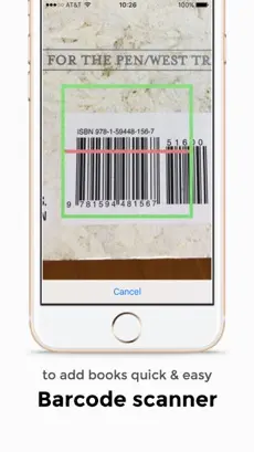 MyBookList app scanning a book barcode on a back cover to add the title to a library