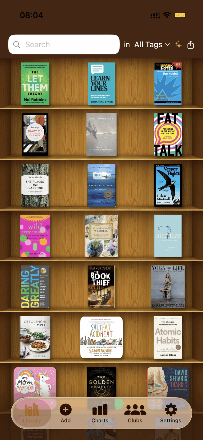 Visual cover-first bookshelf grid